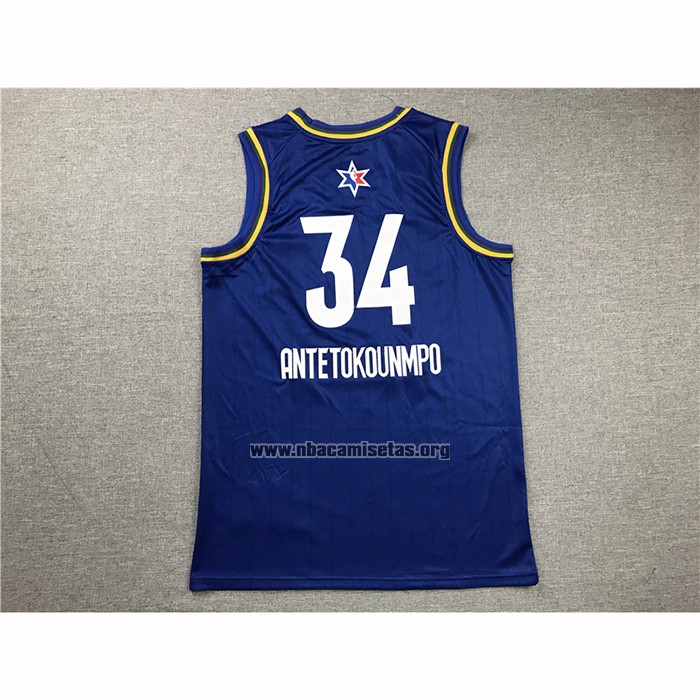 Camiseta All Star 2020 Milwaukee Bucks Giannis Antetokounmpo NO 34 Azul